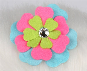 Susan Lanci Fantasy Flower Collection Hair Bow- Tiffi Blue-Perfect Pink-Kiwi - Posh Puppy Boutique