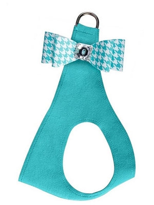 Susan Lanci Bimini Blue Houndstooth Big Bow Step In Harness - Posh Puppy Boutique