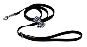 Susan Lanci Black and White Houndstooth Nouveau Bow Leash - Posh Puppy Boutique