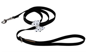 Susan Lanci Black & White Polka Dot Nouveau Bow Leash - Posh Puppy Boutique