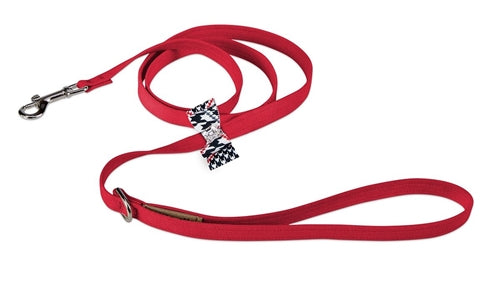 Susan Lanci Classic Glen Houndstooth Big Bow Leash on Red