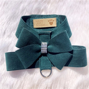Susan Lanci Nouveau Bow Tinkie Harnesses in Emerald - Posh Puppy Boutique