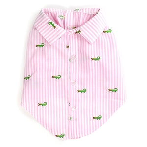 Pink Stripe Alligator Shirt - Posh Puppy Boutique