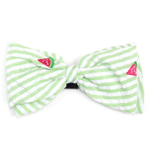 Green Stripe Watermelon Bow Tie - Posh Puppy Boutique