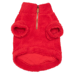 Red Solid Fleece 1/4 Zip Pullover