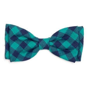 Buffalo Check Bow Tie - Green And Navy - Posh Puppy Boutique