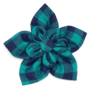 Buffalo Check Flower Slider - Green And Navy - Posh Puppy Boutique