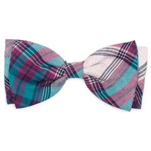Plaid Bow Tie - Teal And Purple - Posh Puppy Boutique