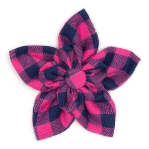 Buffalo Check Flower Slider - Pink And Navy - Posh Puppy Boutique