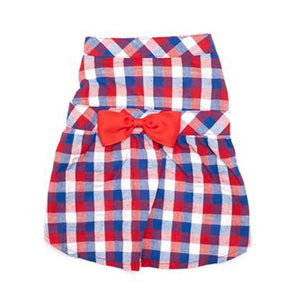 Check Dress Red, White and Blue - Posh Puppy Boutique