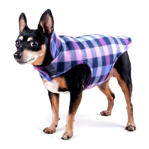 Fargo Fleece Reversible Jacket in Purple Check - Posh Puppy Boutique