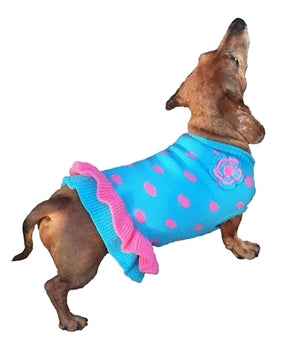 Turquoise-Pink Polka Dot Party Dress - Posh Puppy Boutique