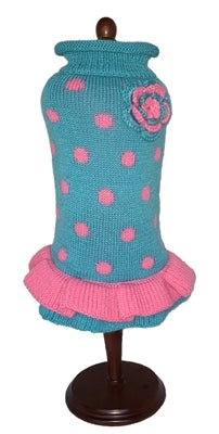 Turquoise-Pink Polka Dot Party Dress - Posh Puppy Boutique
