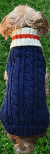Preppy Pup Sweater in Navy-Orange - Posh Puppy Boutique