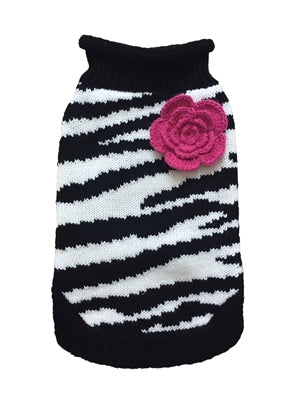 Zebra Fleur Rose Sweater - Posh Puppy Boutique