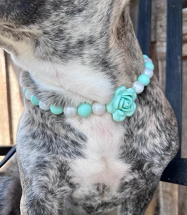 Tiffany Rose Beaded Pet Collar - Posh Puppy Boutique