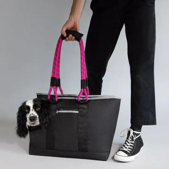Out-and-about Pet Tote in Black/Magenta