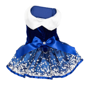 Snowflakes Holiday Dog Harness Dress with Matching Leash