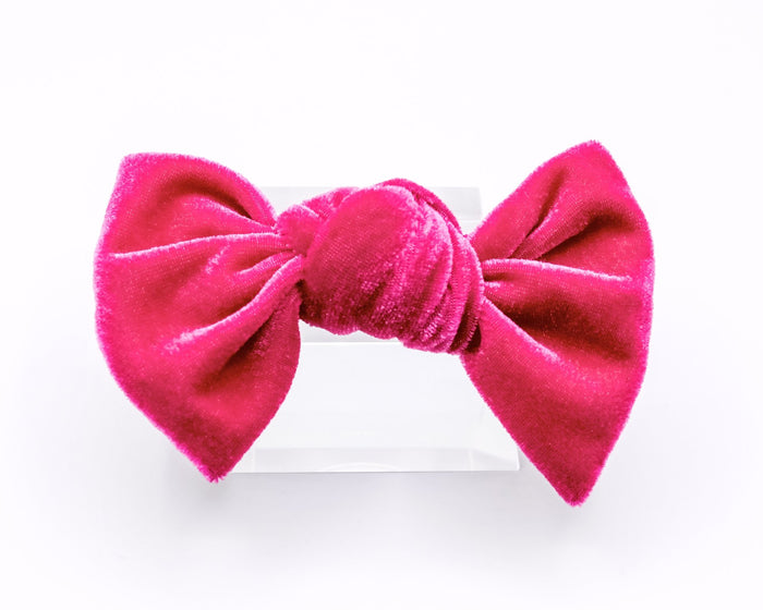 Velvet Knot Bow- Hot Pink