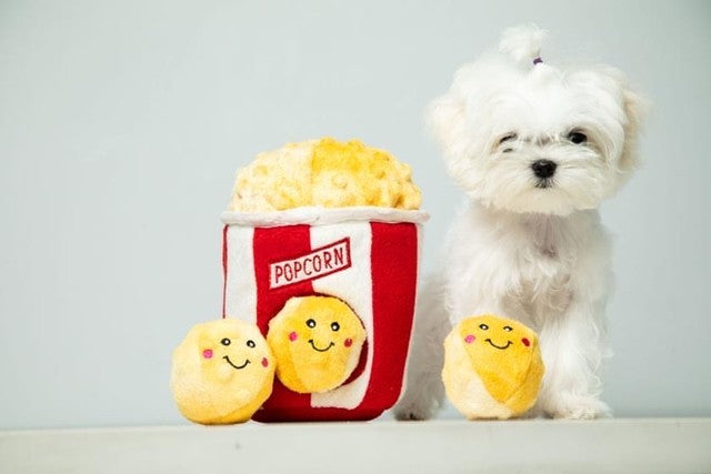 ZIPPYPAWS Burrow Hide & Seek Plush Dog Toy, Popcorn Bucket 